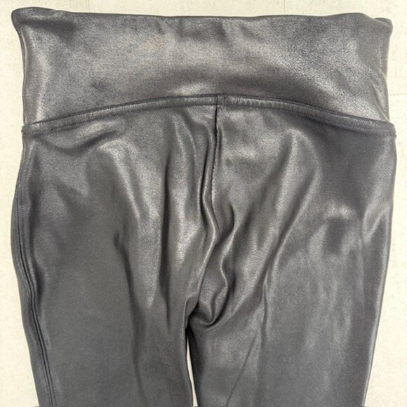 SPANX Black Faux Leather Stretch Leggings Tights XS - Picture 9 of 9